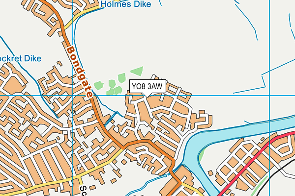 YO8 3AW map - OS VectorMap District (Ordnance Survey)