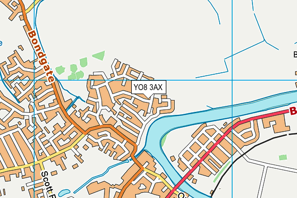 YO8 3AX map - OS VectorMap District (Ordnance Survey)