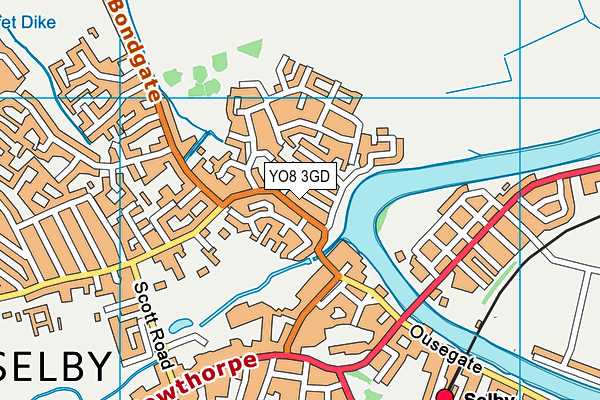 YO8 3GD map - OS VectorMap District (Ordnance Survey)