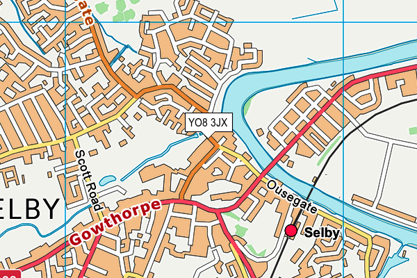 YO8 3JX map - OS VectorMap District (Ordnance Survey)