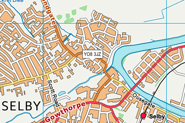 YO8 3JZ map - OS VectorMap District (Ordnance Survey)