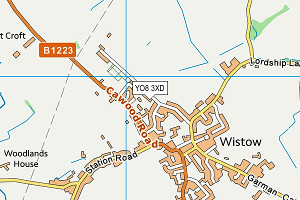 YO8 3XD map - OS VectorMap District (Ordnance Survey)