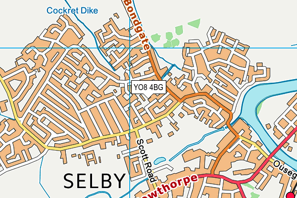 Selby Squash Club (Closed) map (YO8 4BG) - OS VectorMap District (Ordnance Survey)