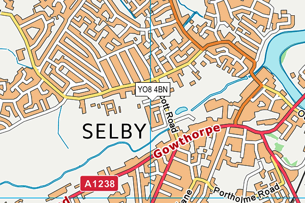 Selby Town Fc map (YO8 4BN) - OS VectorMap District (Ordnance Survey)