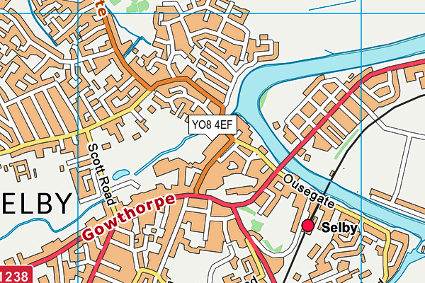 YO8 4EF map - OS VectorMap District (Ordnance Survey)
