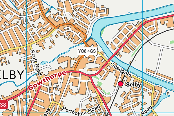 YO8 4GS map - OS VectorMap District (Ordnance Survey)