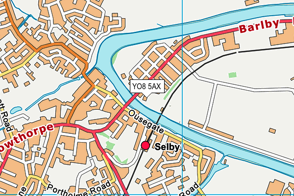 YO8 5AX map - OS VectorMap District (Ordnance Survey)