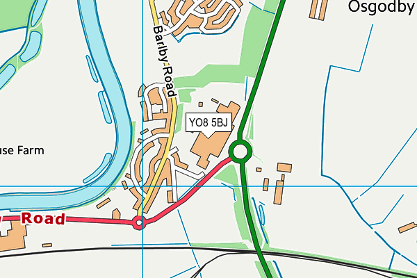 YO8 5BJ map - OS VectorMap District (Ordnance Survey)