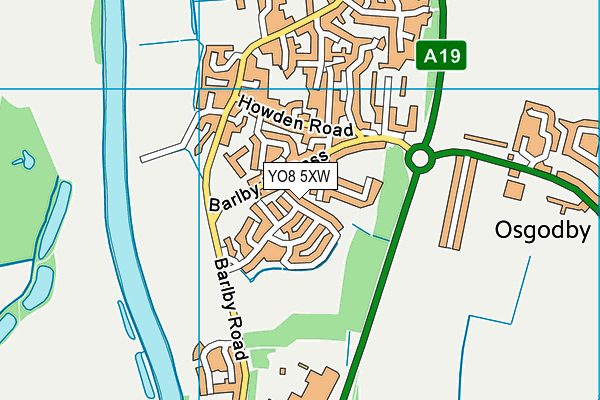 YO8 5XW map - OS VectorMap District (Ordnance Survey)