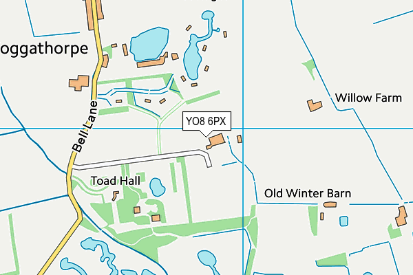YO8 6PX map - OS VectorMap District (Ordnance Survey)