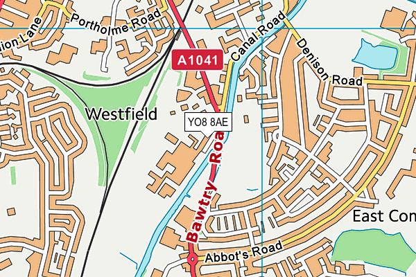 YO8 8AE map - OS VectorMap District (Ordnance Survey)