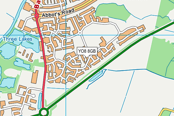 YO8 8GB map - OS VectorMap District (Ordnance Survey)