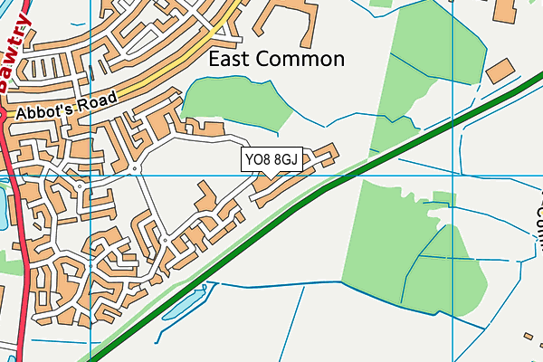 YO8 8GJ map - OS VectorMap District (Ordnance Survey)