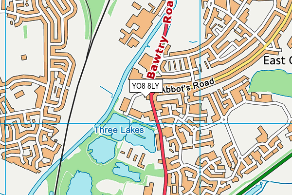 YO8 8LY map - OS VectorMap District (Ordnance Survey)