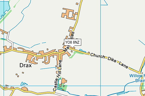 Drax Cricket Club map (YO8 8NZ) - OS VectorMap District (Ordnance Survey)