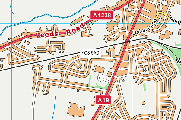YO8 9AD map - OS VectorMap District (Ordnance Survey)