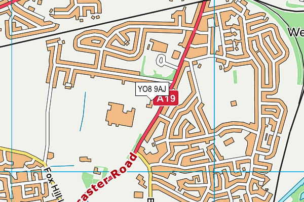 YO8 9AJ map - OS VectorMap District (Ordnance Survey)