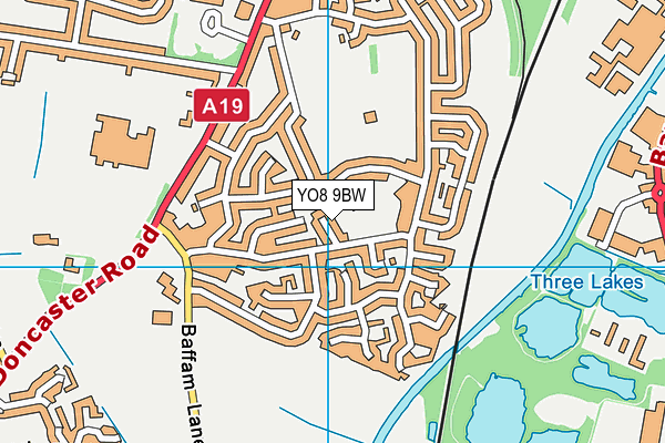 YO8 9BW map - OS VectorMap District (Ordnance Survey)