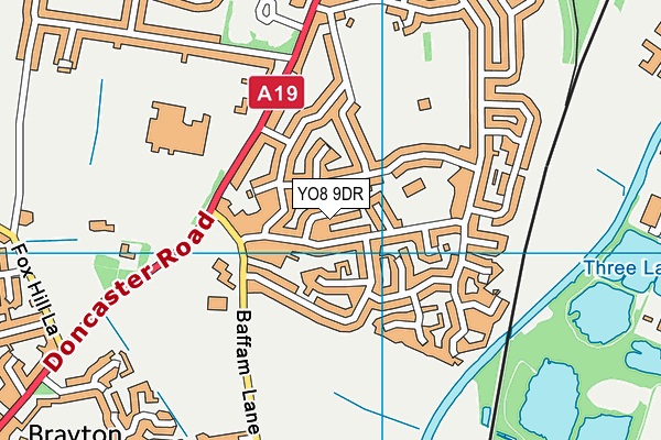 YO8 9DR map - OS VectorMap District (Ordnance Survey)
