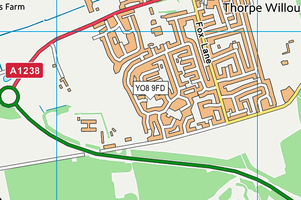 YO8 9FD map - OS VectorMap District (Ordnance Survey)