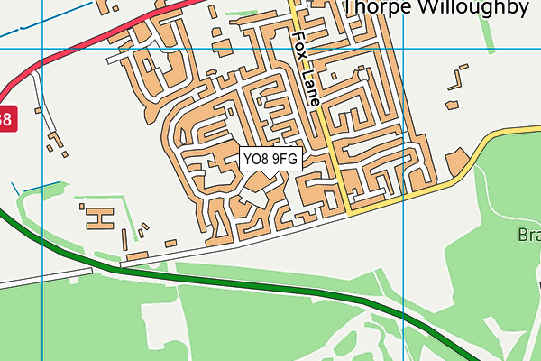 YO8 9FG map - OS VectorMap District (Ordnance Survey)