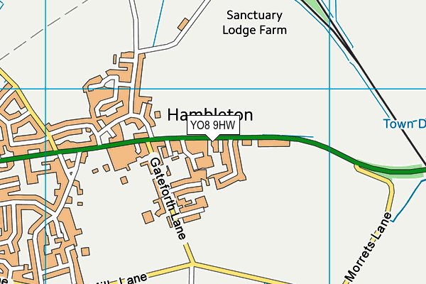 YO8 9HW map - OS VectorMap District (Ordnance Survey)