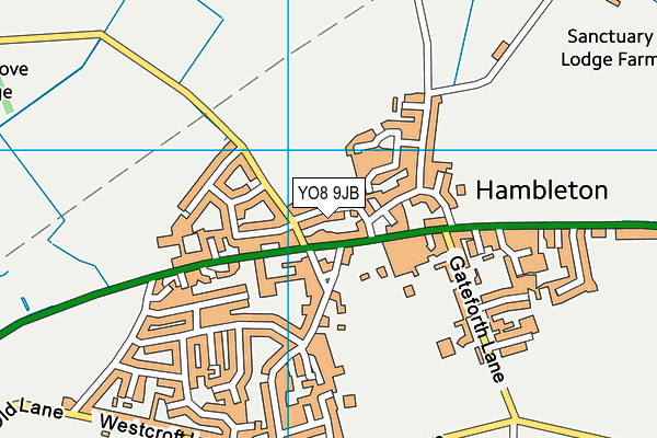 YO8 9JB map - OS VectorMap District (Ordnance Survey)