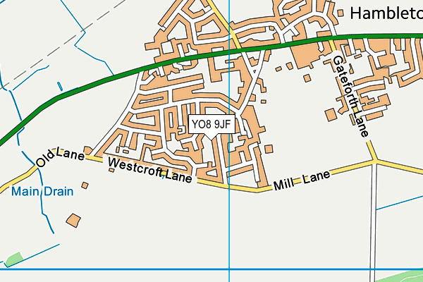 YO8 9JF map - OS VectorMap District (Ordnance Survey)