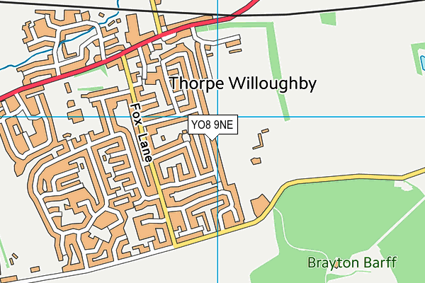 YO8 9NE map - OS VectorMap District (Ordnance Survey)