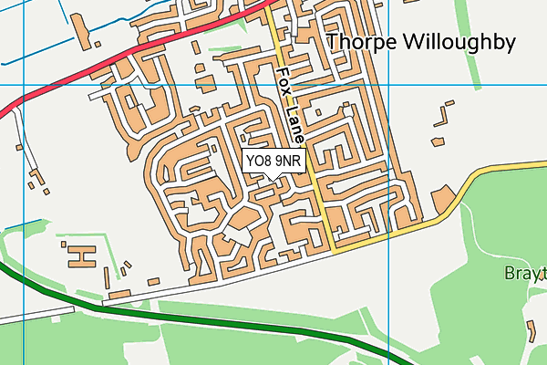 YO8 9NR map - OS VectorMap District (Ordnance Survey)