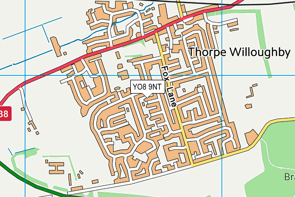YO8 9NT map - OS VectorMap District (Ordnance Survey)