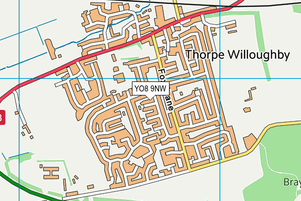 YO8 9NW map - OS VectorMap District (Ordnance Survey)