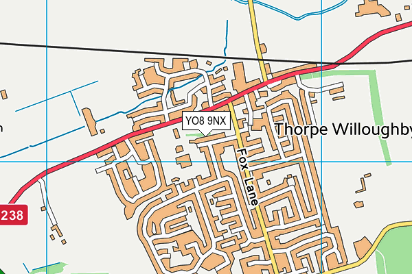 Thorpe Willoughby Community Primary School map (YO8 9NX) - OS VectorMap District (Ordnance Survey)