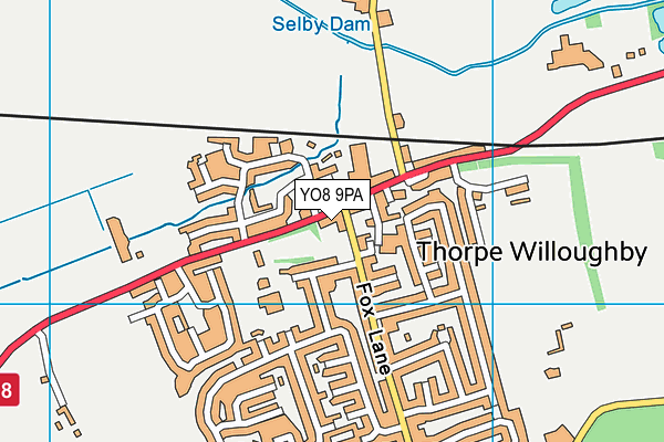 YO8 9PA map - OS VectorMap District (Ordnance Survey)