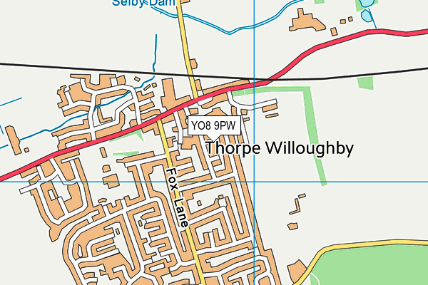 YO8 9PW map - OS VectorMap District (Ordnance Survey)