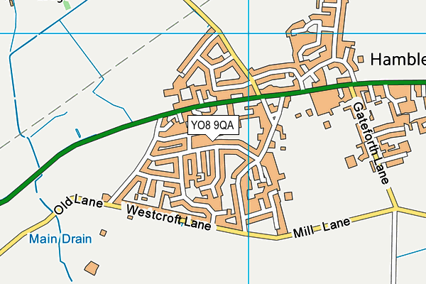 YO8 9QA map - OS VectorMap District (Ordnance Survey)
