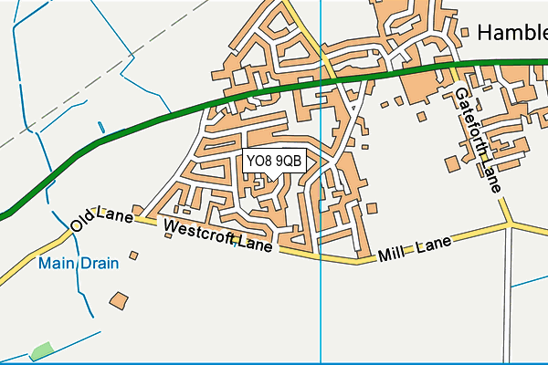 YO8 9QB map - OS VectorMap District (Ordnance Survey)