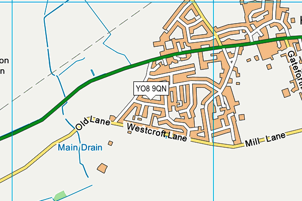 YO8 9QN map - OS VectorMap District (Ordnance Survey)