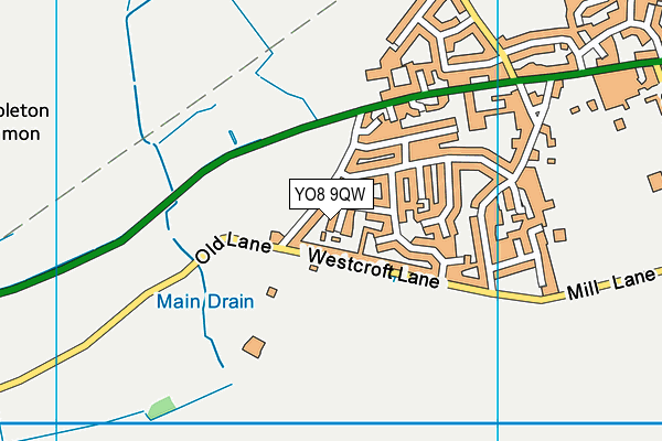 YO8 9QW map - OS VectorMap District (Ordnance Survey)