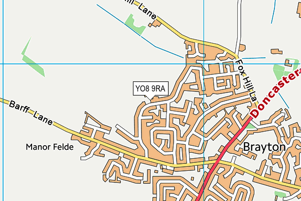 YO8 9RA map - OS VectorMap District (Ordnance Survey)