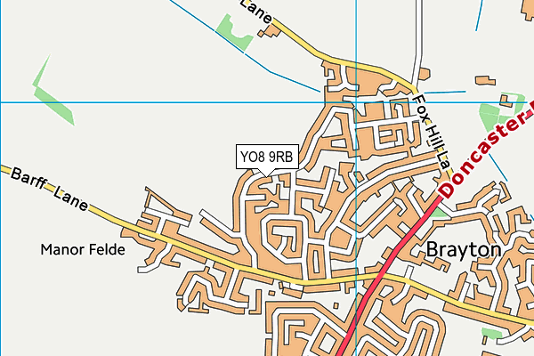 YO8 9RB map - OS VectorMap District (Ordnance Survey)