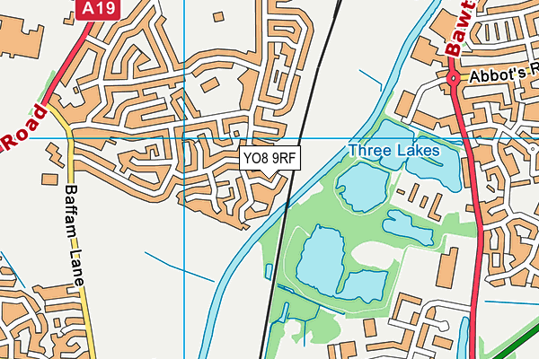 YO8 9RF map - OS VectorMap District (Ordnance Survey)