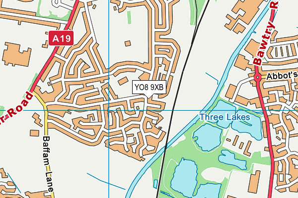 YO8 9XB map - OS VectorMap District (Ordnance Survey)
