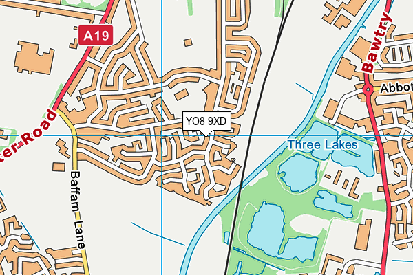 YO8 9XD map - OS VectorMap District (Ordnance Survey)