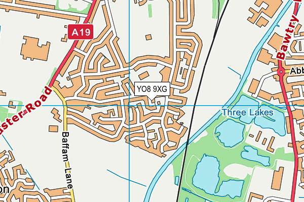 YO8 9XG map - OS VectorMap District (Ordnance Survey)