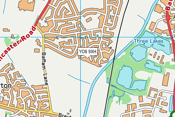 YO8 9XH map - OS VectorMap District (Ordnance Survey)