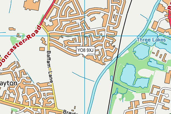YO8 9XJ map - OS VectorMap District (Ordnance Survey)