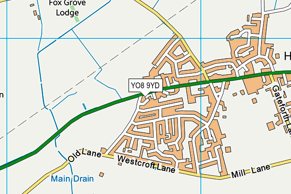 YO8 9YD map - OS VectorMap District (Ordnance Survey)