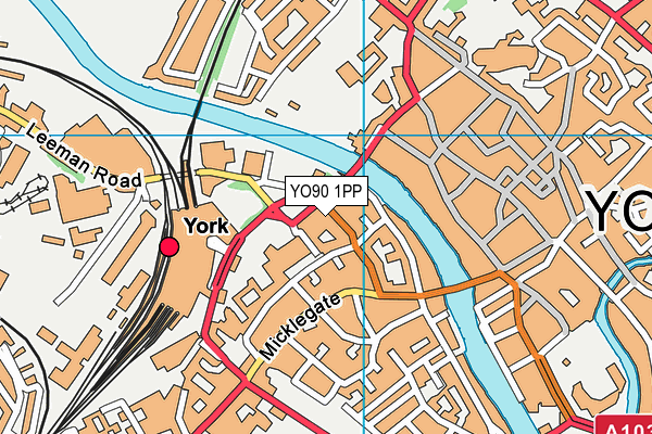 YO90 1PP map - OS VectorMap District (Ordnance Survey)