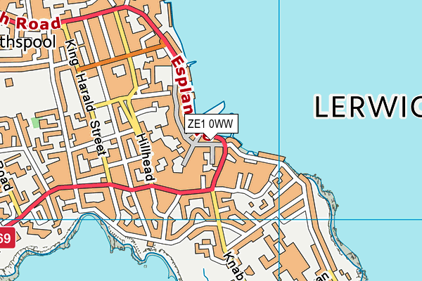 ZE1 0WW map - OS VectorMap District (Ordnance Survey)